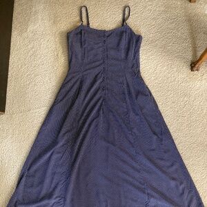 Uniqlo Ines De La Fressange Women's Button-Down Camisole Dress Navy Dots Small